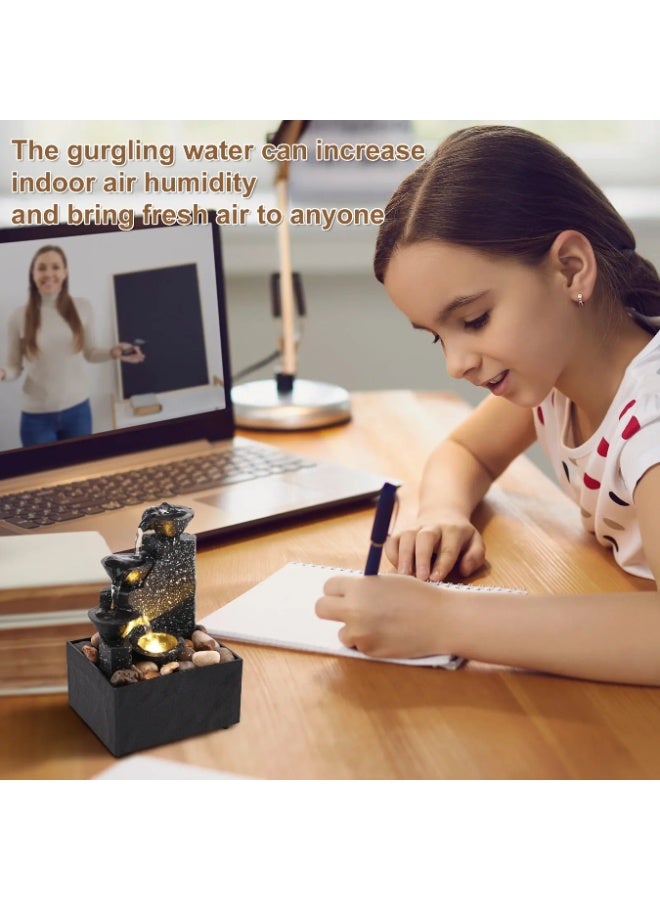 ARABIQO Indoor Tabletop Water Fountain with LED Rolling Ball, Feng Shui Waterfall Fountain for Home & Office Décor, Modern Living Room Table Fountain, Relaxing Water Feature Gift (Black) - Image 5